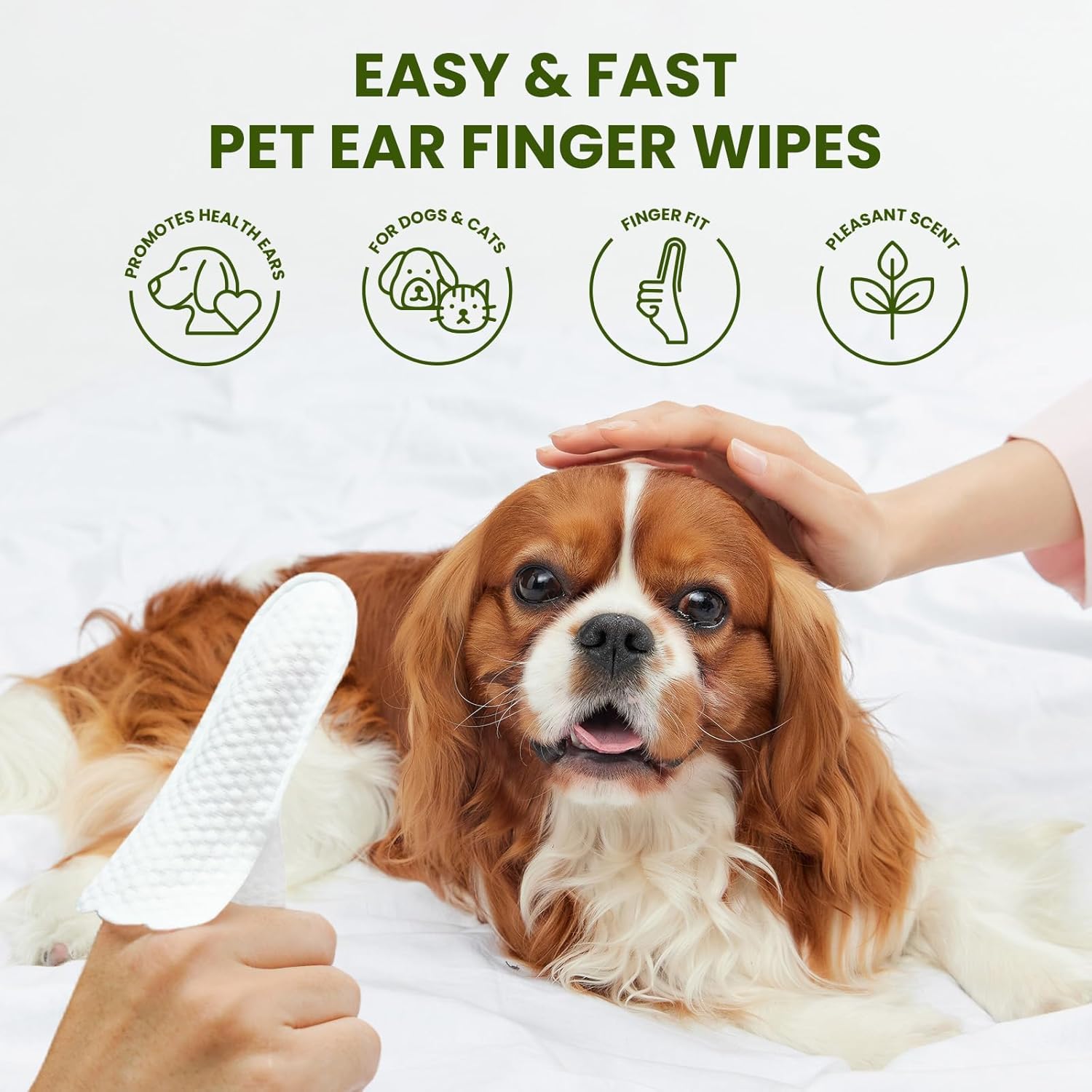 100 Count Ear Finger Wipes for Dogs & Cats