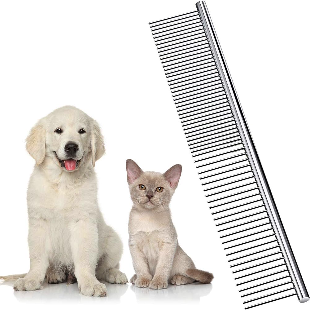 Dog Combs for Grooming, Metal Cat Comb for Removing Tangles and Knots