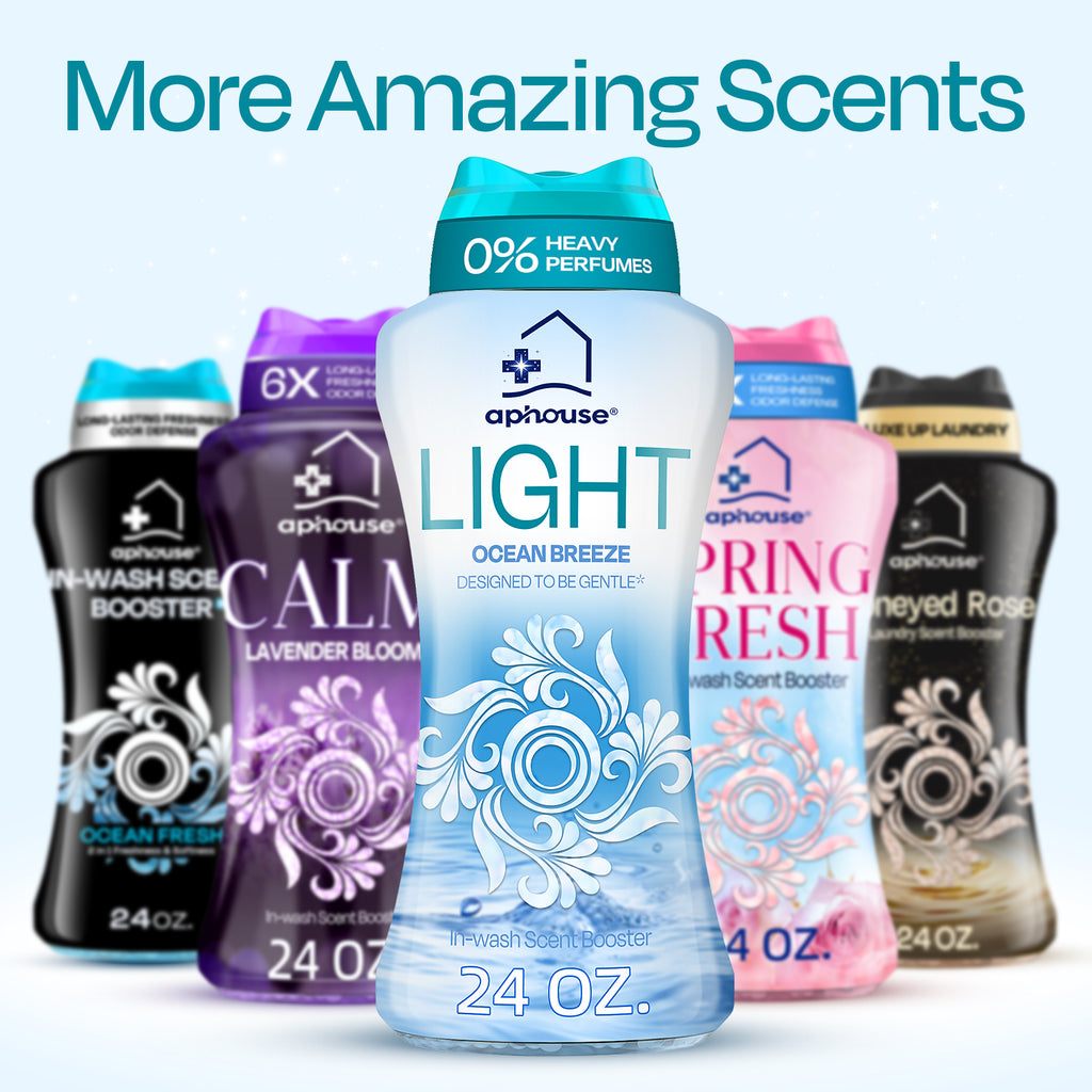 aphouse Light In-Wash Scent Booster Laundry Beads, No Heavy Perfumes, Ocean Breeze Scent, Long Lasting Freshness & Odor Eliminator for Laundry, HE Safe, 24 oz
