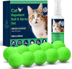 Cat Repellent Ball &,Spray, Dog Repellent, Natural Peppermint Oil Cat & Dog Deterrent Spray 60ml Outdoor and Indoor, Keep Cats Out of Yard Permanently, Protect Your Yard and Furniture, 10 Count
