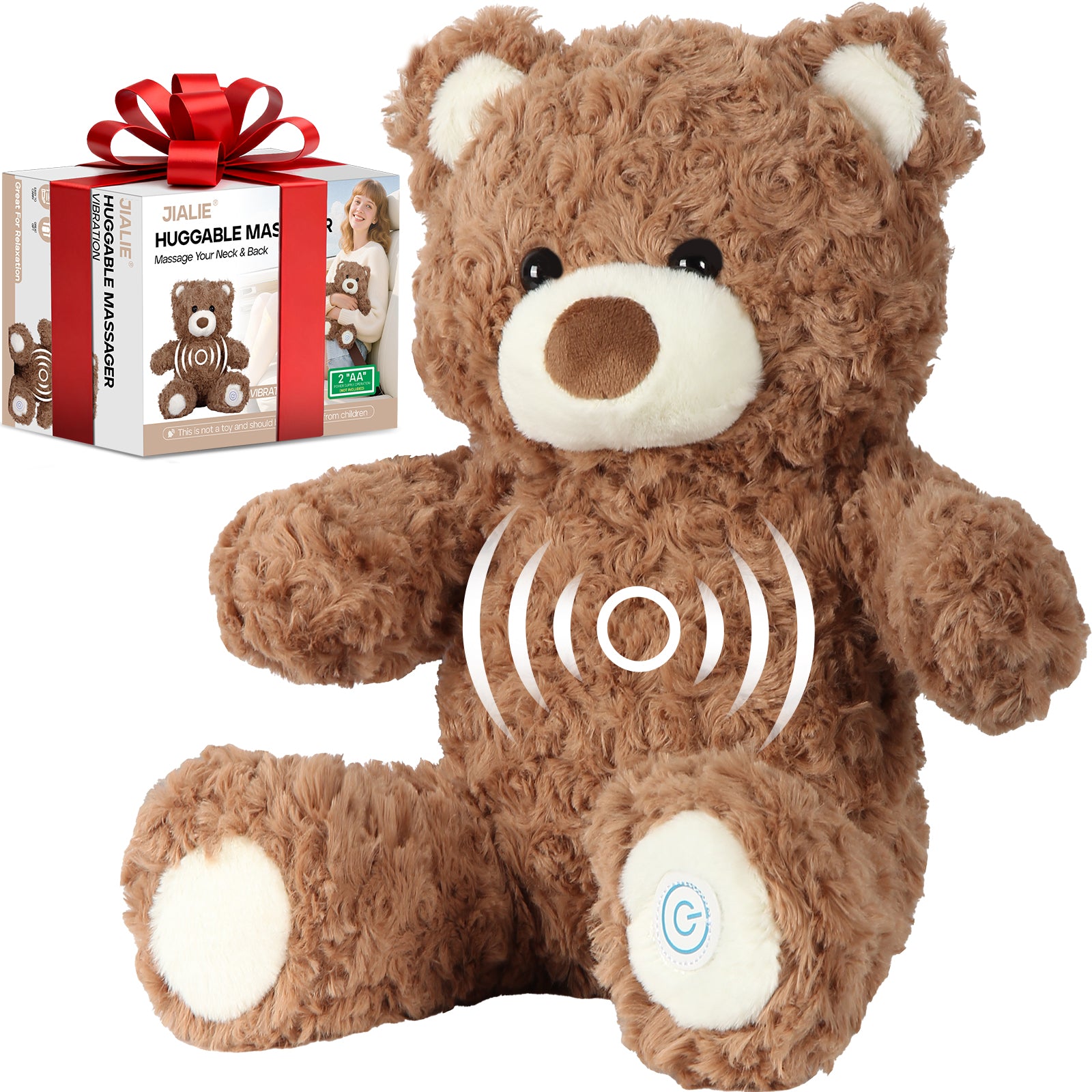 JiaLie Teddy Bear Huggable Massager with Vibration, Vibrating Massager for Neck Back, Relaxing, Animal Electric Massager, Portable Travel Gift for Women & Men
