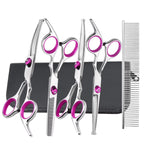 Professional Dog Grooming Scissors Kit, 6 in 1 with Safety Round Tips, 4CR Stainless Steel & Heavy-duty, Sharp & Study Pet Grooming Shears Kit for Dogs Cats