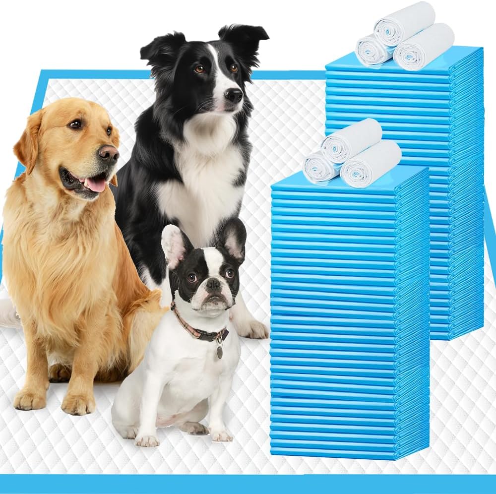 PETRIBE 75-Pack Puppy Pads - 30'' x 26'' Pee Pads for Dogs Potty Training with Super Absorbent & Leak-Proof Quick-Dry Design, 6-Layer Pads for Dogs, Blue