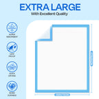 PETRIBE  50-count Extra Large Dog Pads, 28x34 Inch Super Absorbent Puppy Training Pads with Leak-Proof Backing for Dogs, Puppies & Cats