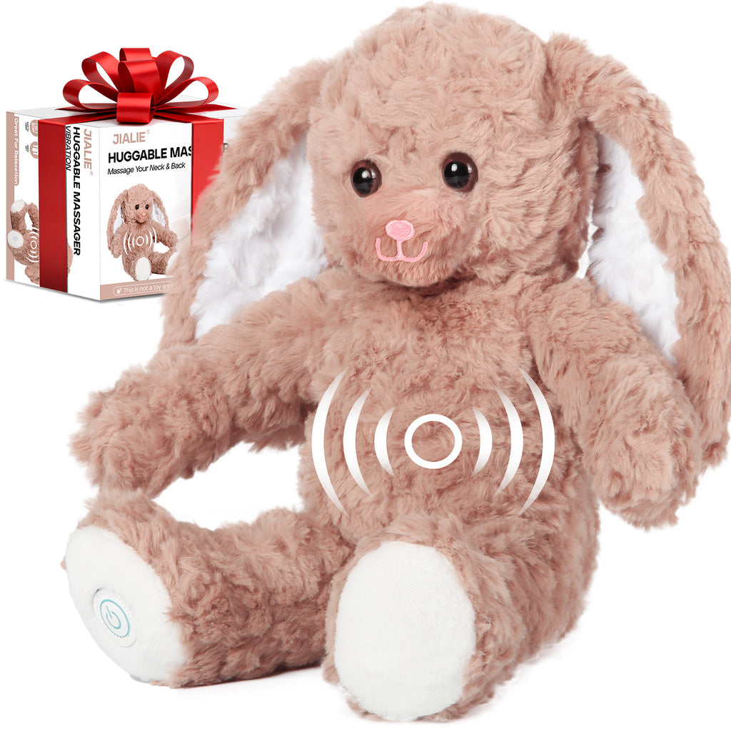 JiaLie Bunny Huggable Massager with Vibration, Rabbit Vibrating Massager for Neck Back, Relaxing, Animal Electric Massager, Portable Travel Gift for Women & Men