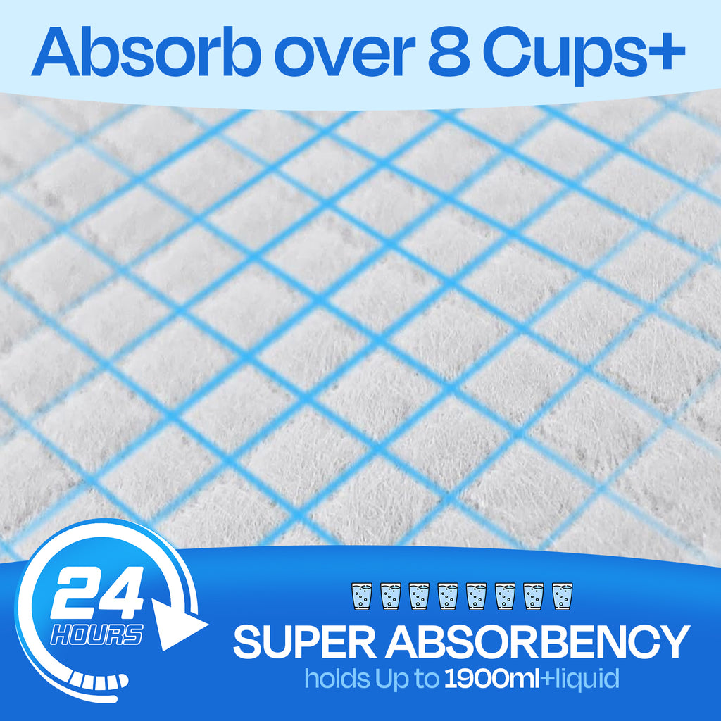 PETRIBE 75-Pack Puppy Pads - 30'' x 26'' Pee Pads for Dogs Potty Training with Super Absorbent & Leak-Proof Quick-Dry Design, 6-Layer Pads for Dogs, Blue