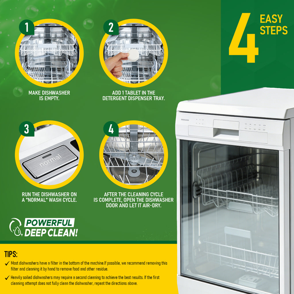 aphouse Dishwasher Cleaner And Deodorizer 12 Tablets, Deep Cleaning Descaler Pods for Dish Washer Machine, Heavy Duty, Septic Safe, Helps Power Away Odor Causing Bacteria, Limescale