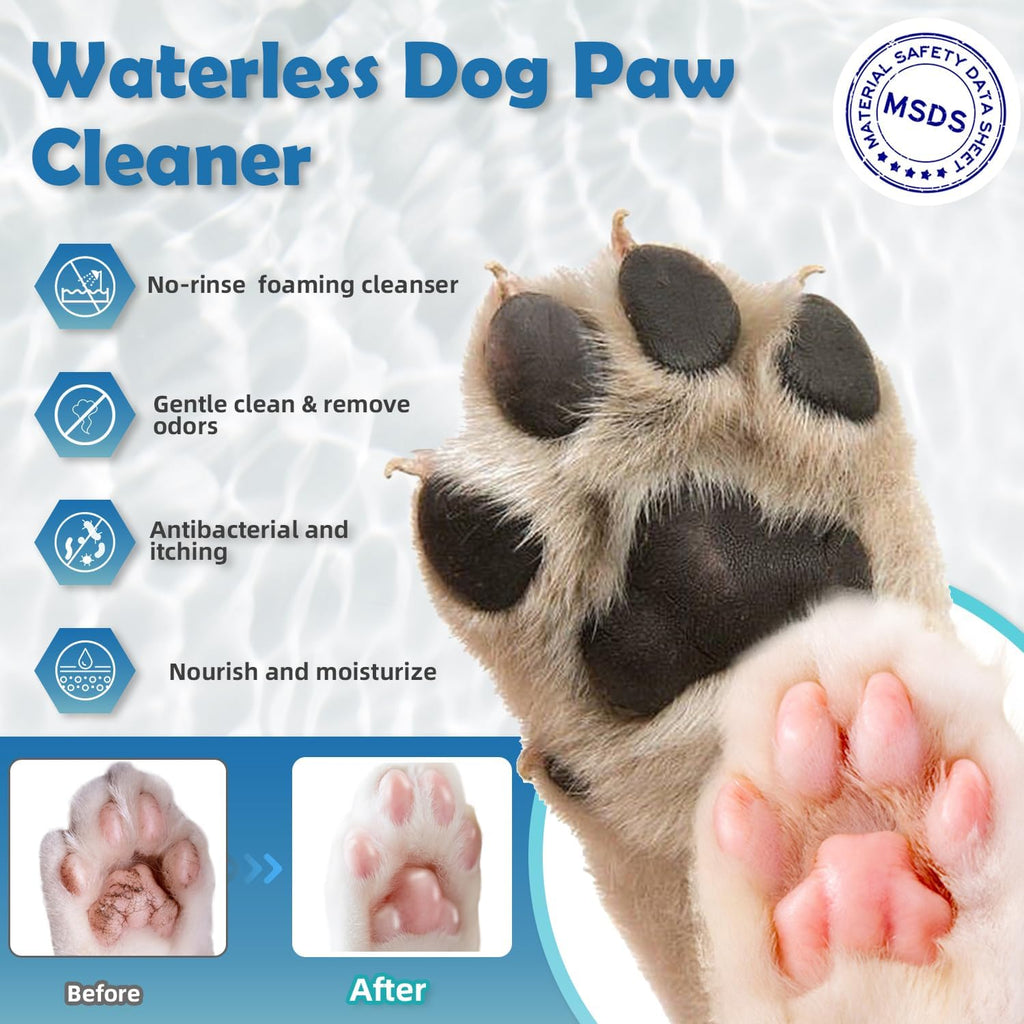 PETRIBE Dog Paw Cleaner, Portable Waterless Cleaning Shampoo for Dogs Foot Washer, Silicone Dogs Cat Foot Grooming Brush for Muddy Paws Rose Scent