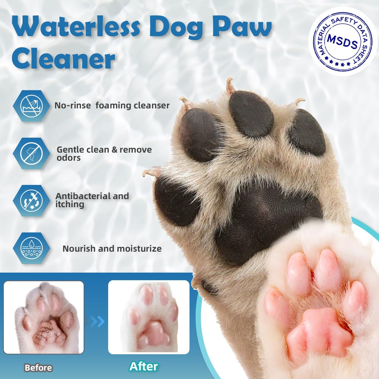PETRIBE Dog Paw Cleaner, Portable Waterless Cleaning Shampoo for Dogs Foot Washer, Silicone Dogs Cat Foot Grooming Brush for Muddy Paws Rose Scent