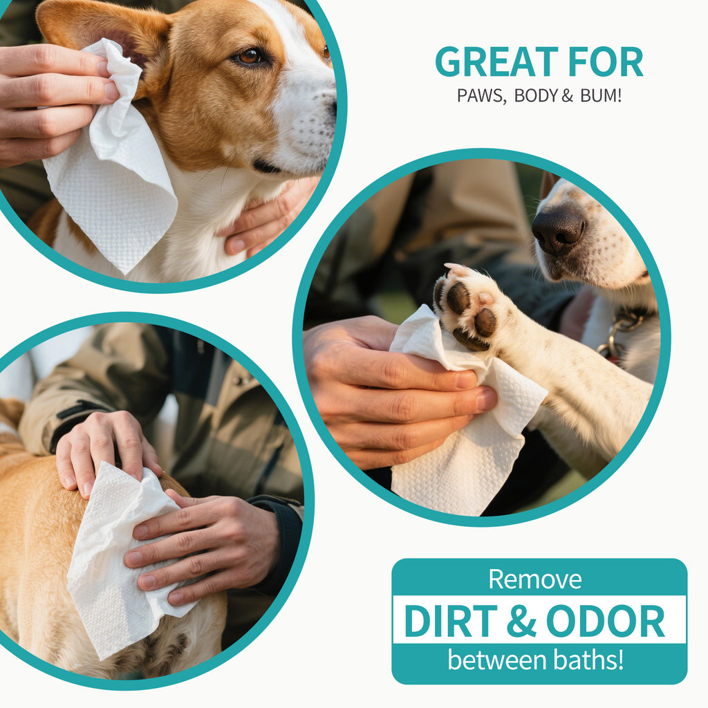 PETRIBE Dog Grooming Wipes, Pet Wipes for Paws, Body & Butt, Cleaning & Hydrating, Coconut Scented, 200-Count
