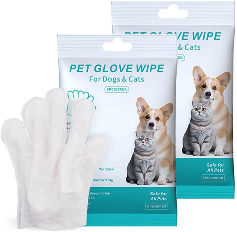 12Pcs Pet Cleaning Glove Wipes
