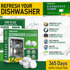 aphouse Dishwasher Cleaner And Deodorizer 12 Tablets, Deep Cleaning Descaler Pods for Dish Washer Machine, Heavy Duty, Septic Safe, Helps Power Away Odor Causing Bacteria, Limescale