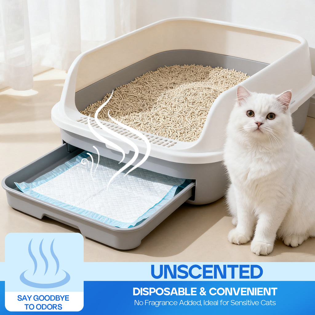 PETRIBE Unscented Cat Pads for Tidy Cats Breeze Litter System, Thickened 6-Layer Super Absorbent for Powerful Odor Elimination, Compatible with Tidy Cats Breeze System, -40 Count, 16.9" x 11.4"