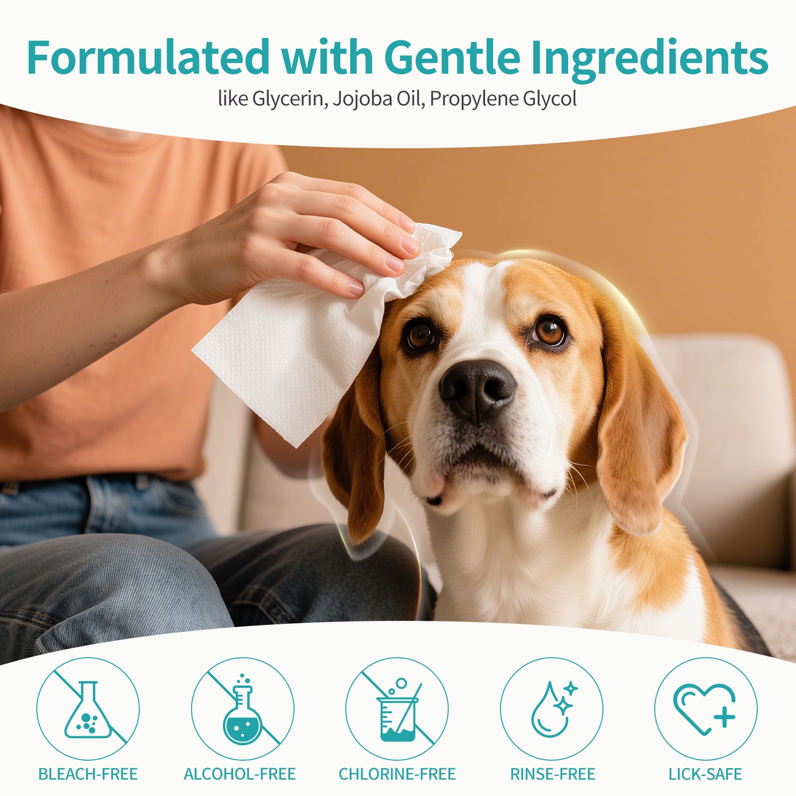 PETRIBE Dog Grooming Wipes, Pet Wipes for Paws, Body & Butt, Cleaning & Hydrating, Coconut Scented, 200-Count