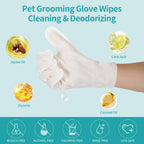 PETRIBE Dog Wipes Cleaning Deodorizing, Pet Glove Bath Wipes, Remove Dirt, Pet Grooming Cleaning Wipes for Dogs & Cats, Daily Care & Traveling, 24PCS