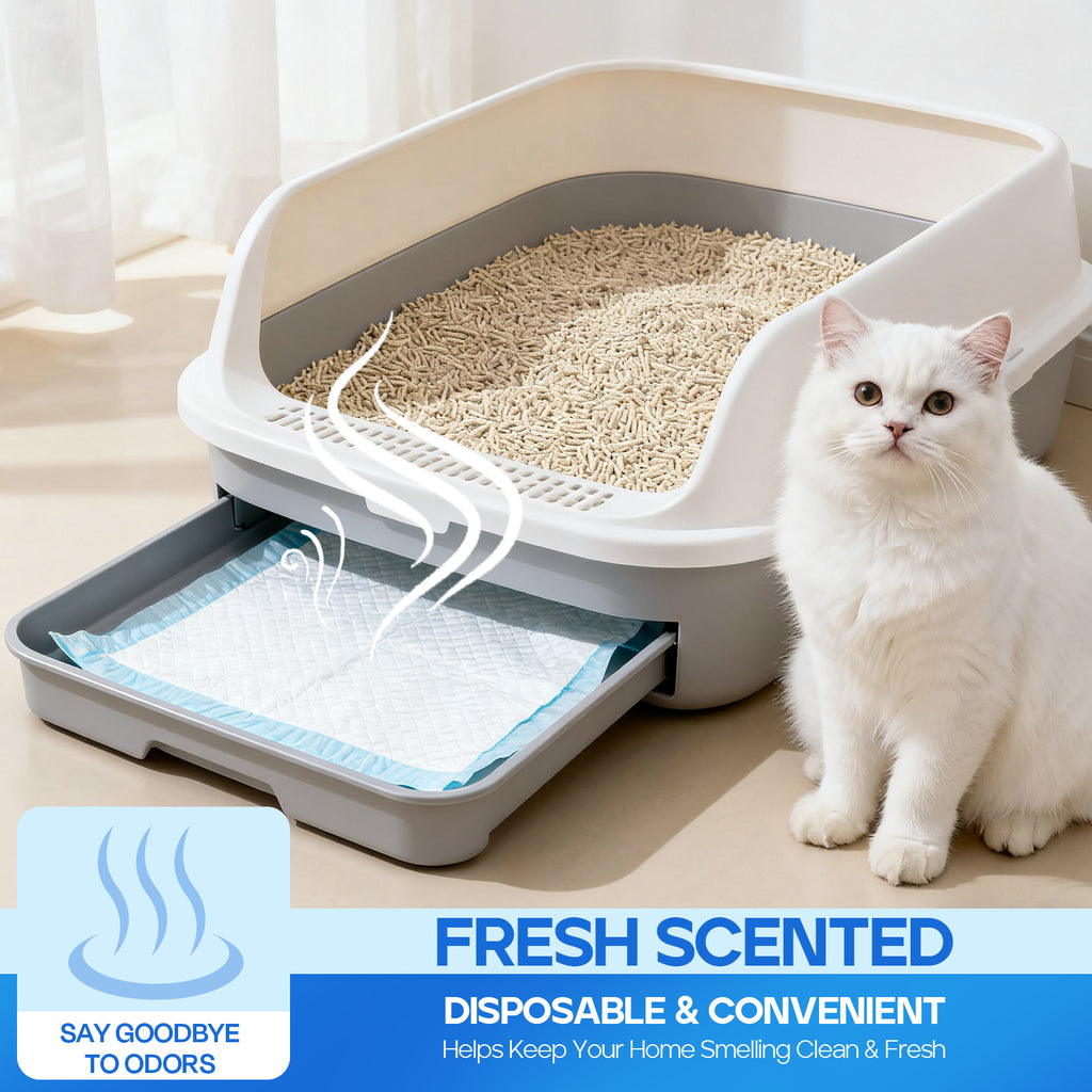 PETRIBE Cat Pee Pads, Fresh Scented, Tidy Cats Breeze Pads Refills, Thickened 6-Layer Super Absorbent for Advanced Odor Control, Compatible with Tidy Cats Breeze System - 40 Count, 16.9" x 11.4"