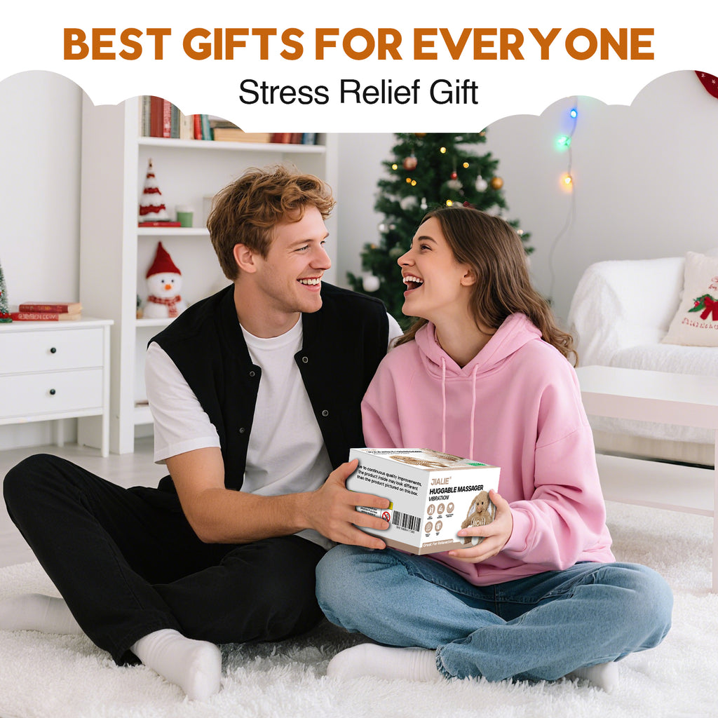 JiaLie Bunny Huggable Massager with Vibration, Rabbit Vibrating Massager for Neck Back, Relaxing, Animal Electric Massager, Portable Travel Gift for Women & Men