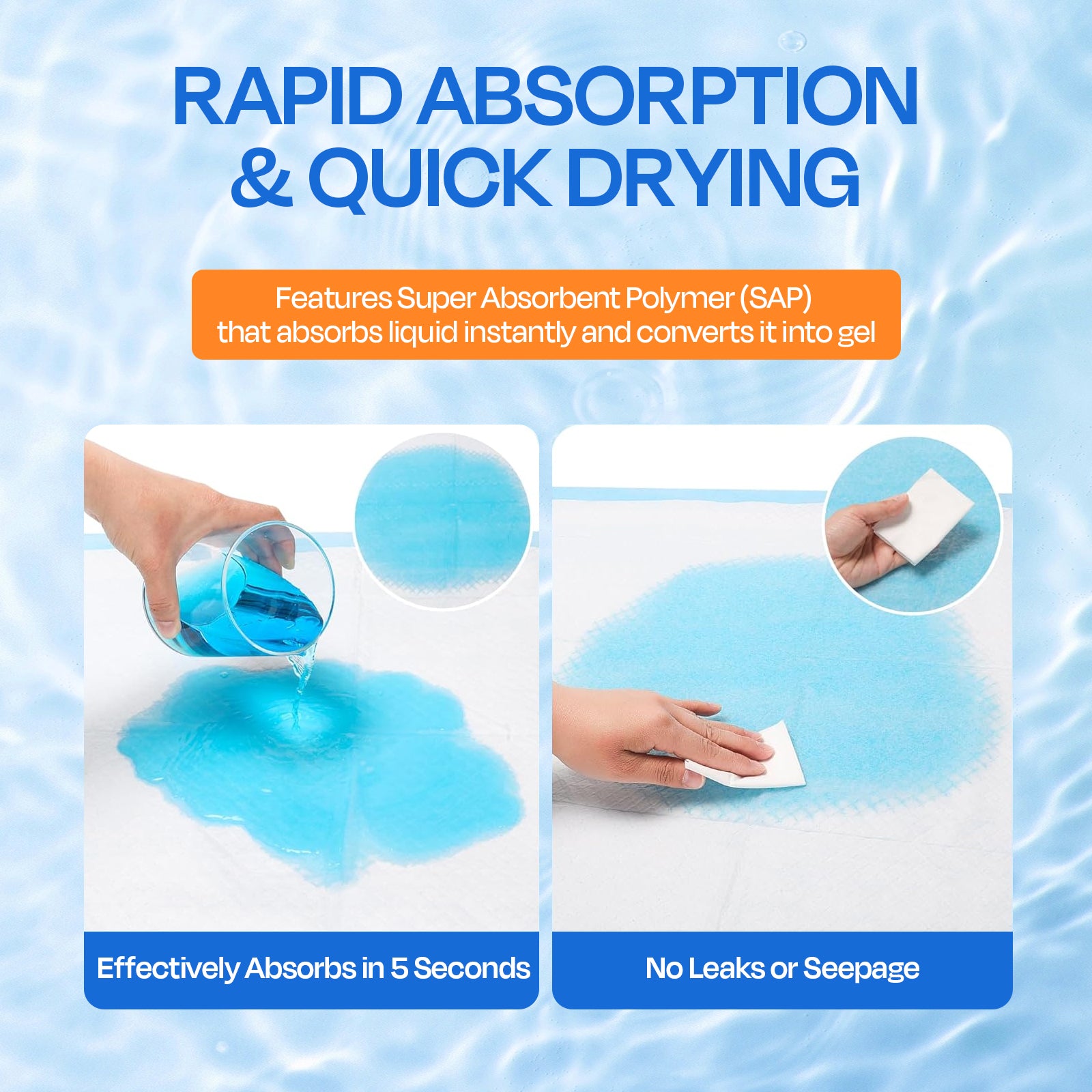 PETRIBE 75-Pack Puppy Pads - 30'' x 26'' Pee Pads for Dogs Potty Training with Super Absorbent & Leak-Proof Quick-Dry Design, 6-Layer Pads for Dogs, Blue