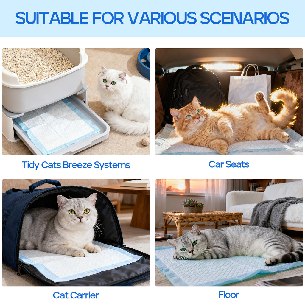 PETRIBE Cat Pee Pads, Fresh Scented, Tidy Cats Breeze Pads Refills, Thickened 6-Layer Super Absorbent for Advanced Odor Control, Compatible with Tidy Cats Breeze System - 40 Count, 16.9" x 11.4"