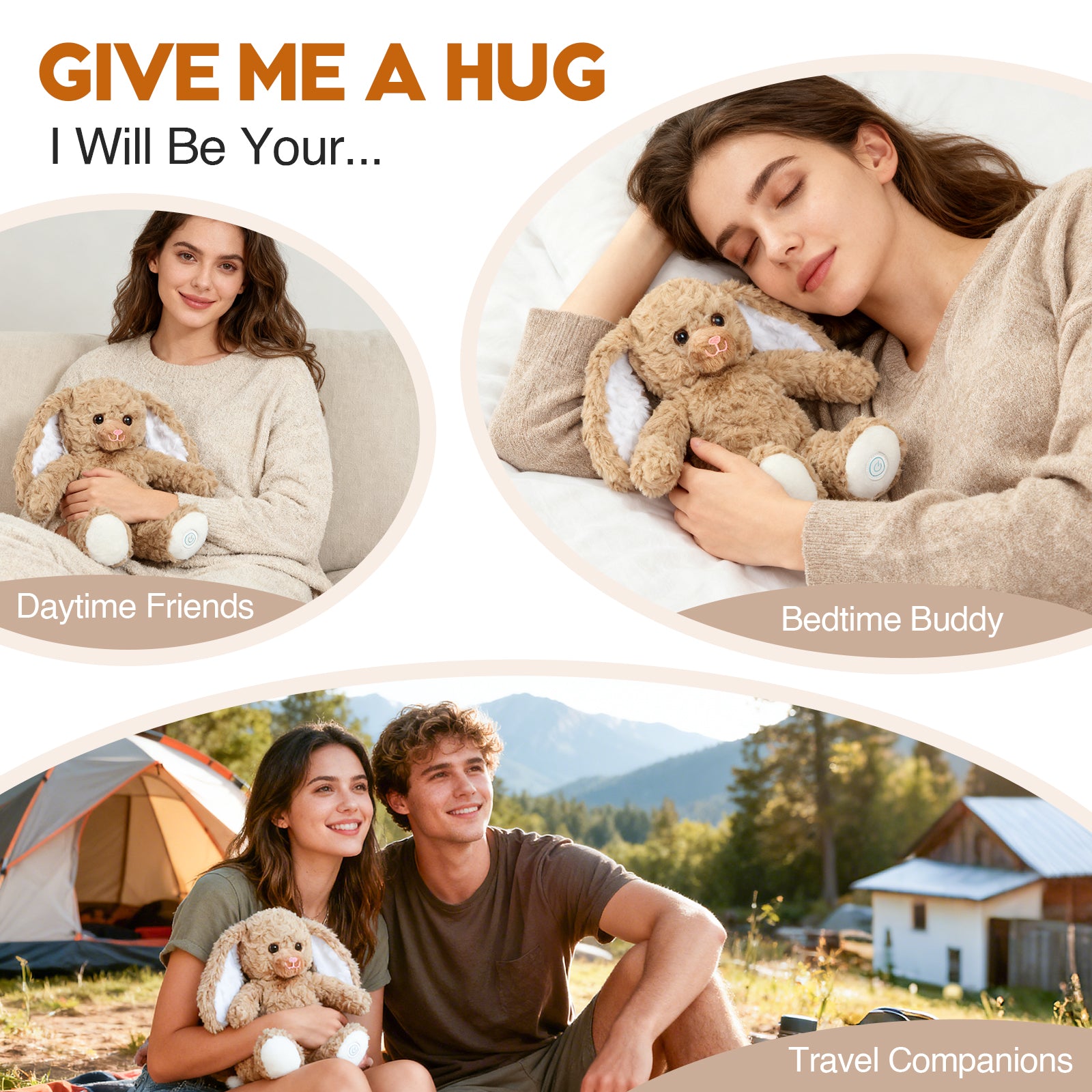 JiaLie Bunny Huggable Massager with Vibration, Rabbit Vibrating Massager for Neck Back, Relaxing, Animal Electric Massager, Portable Travel Gift for Women & Men