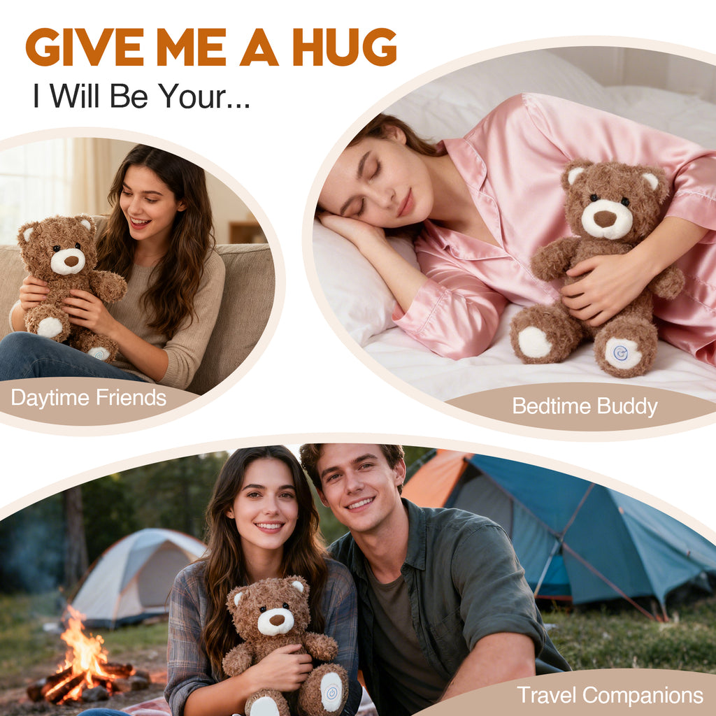 JiaLie Teddy Bear Huggable Massager with Vibration, Vibrating Massager for Neck Back, Relaxing, Animal Electric Massager, Portable Travel Gift for Women & Men