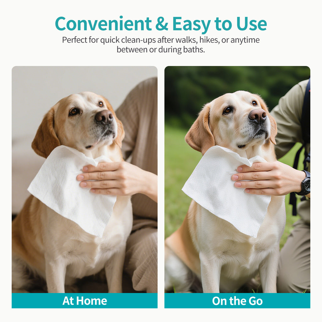 PETRIBE Dog Grooming Wipes, Pet Wipes for Paws, Body & Butt, Cleaning & Hydrating, Coconut Scented, 200-Count
