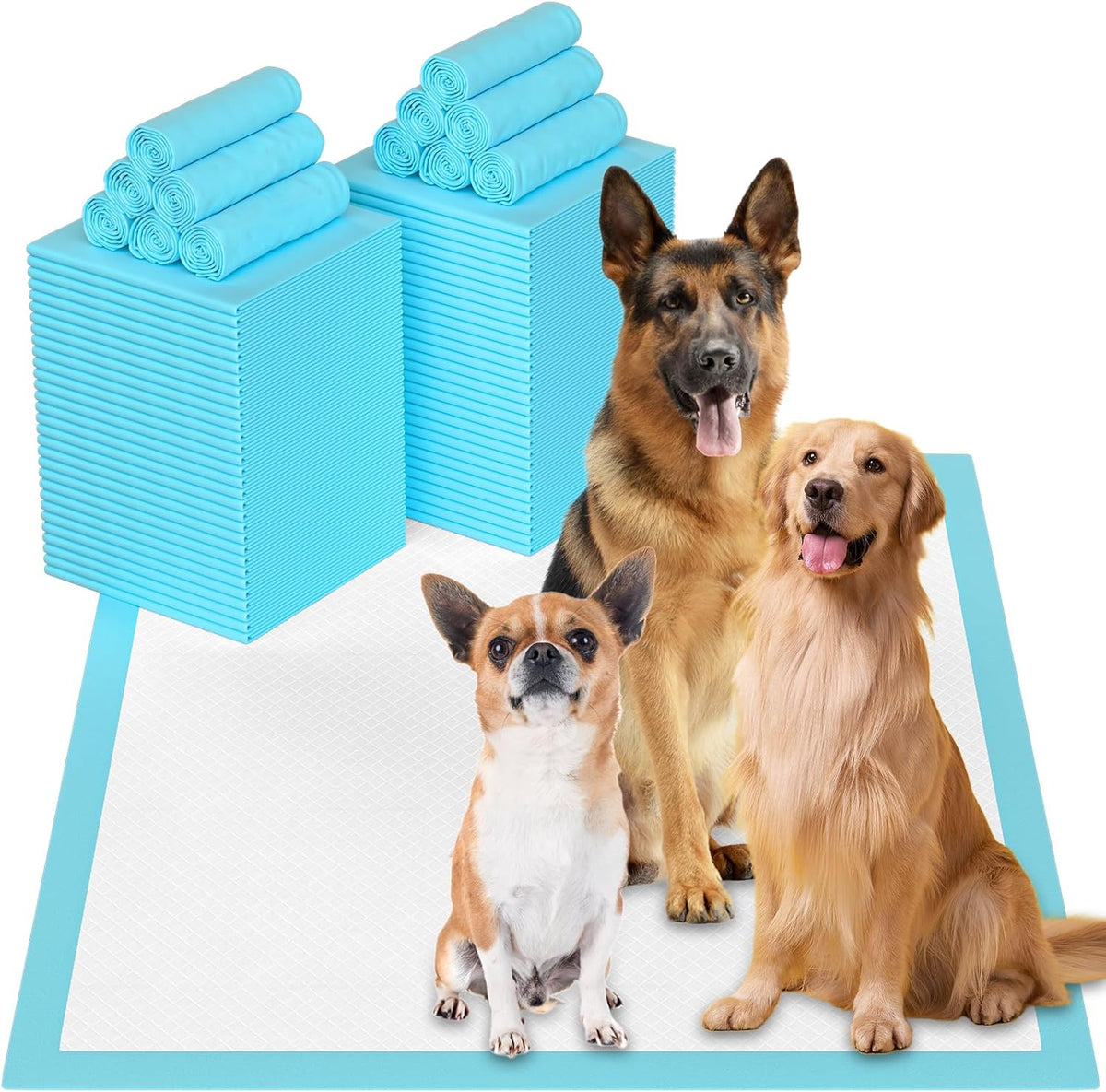 PETRIBE  50-count Extra Large Dog Pads, 28x34 Inch Super Absorbent Puppy Training Pads with Leak-Proof Backing for Dogs, Puppies & Cats