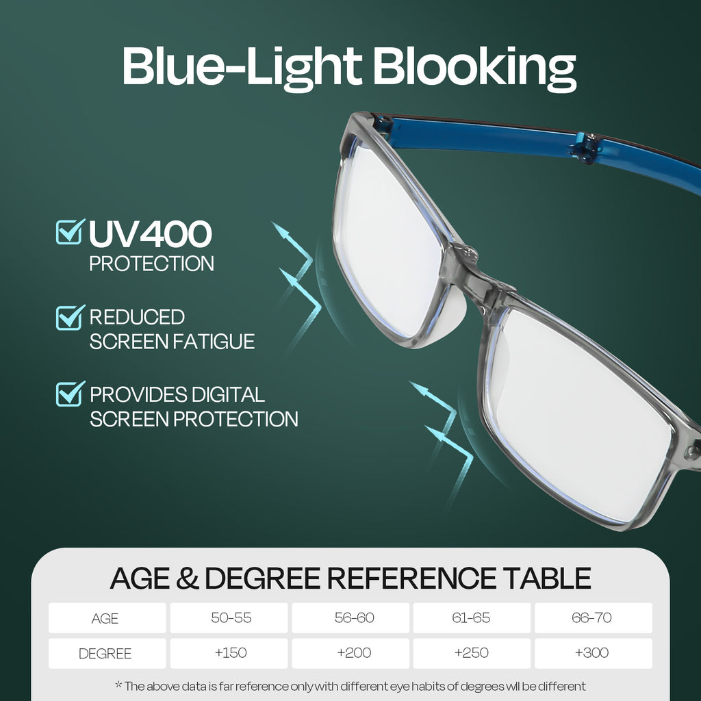 JiaLie Reading Glasses for Men Blue Light Blocking Unisex Rectangular Reading Glasses Foldable Readers, 3 pack
